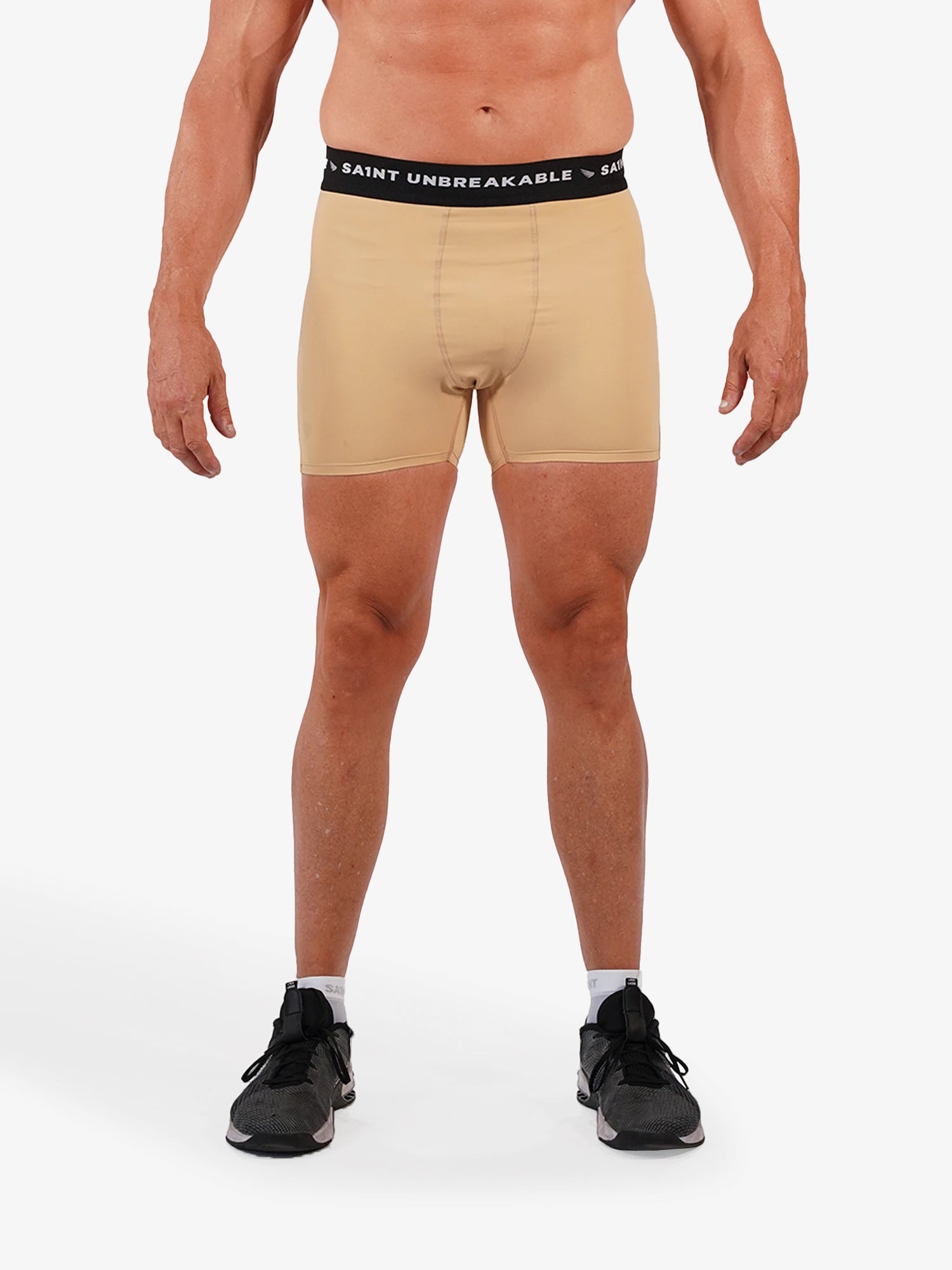 Mens Compression Game-Day 1/2 Shorts - Beige