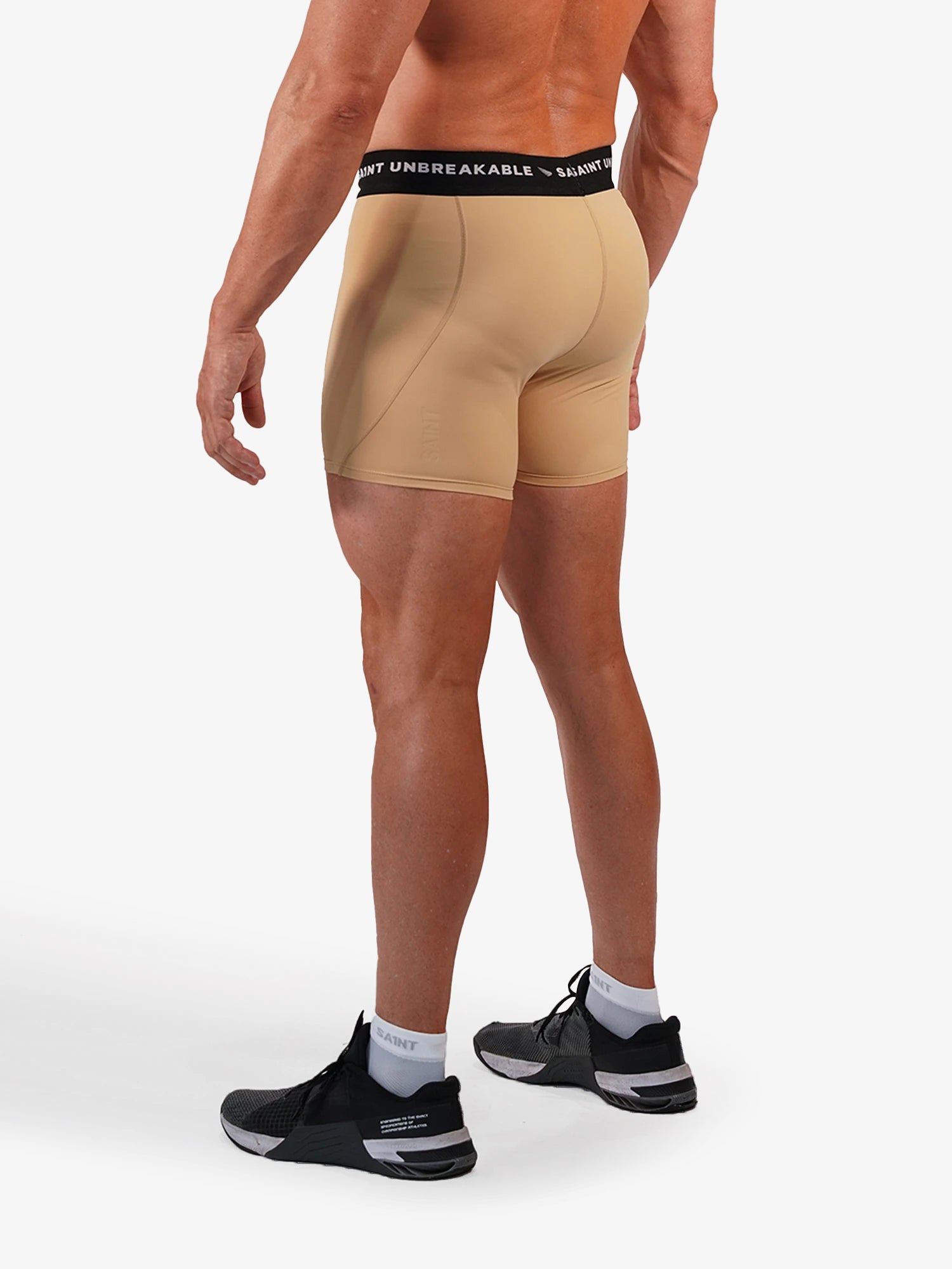 Mens Compression Game-Day 1/2 Shorts - Beige