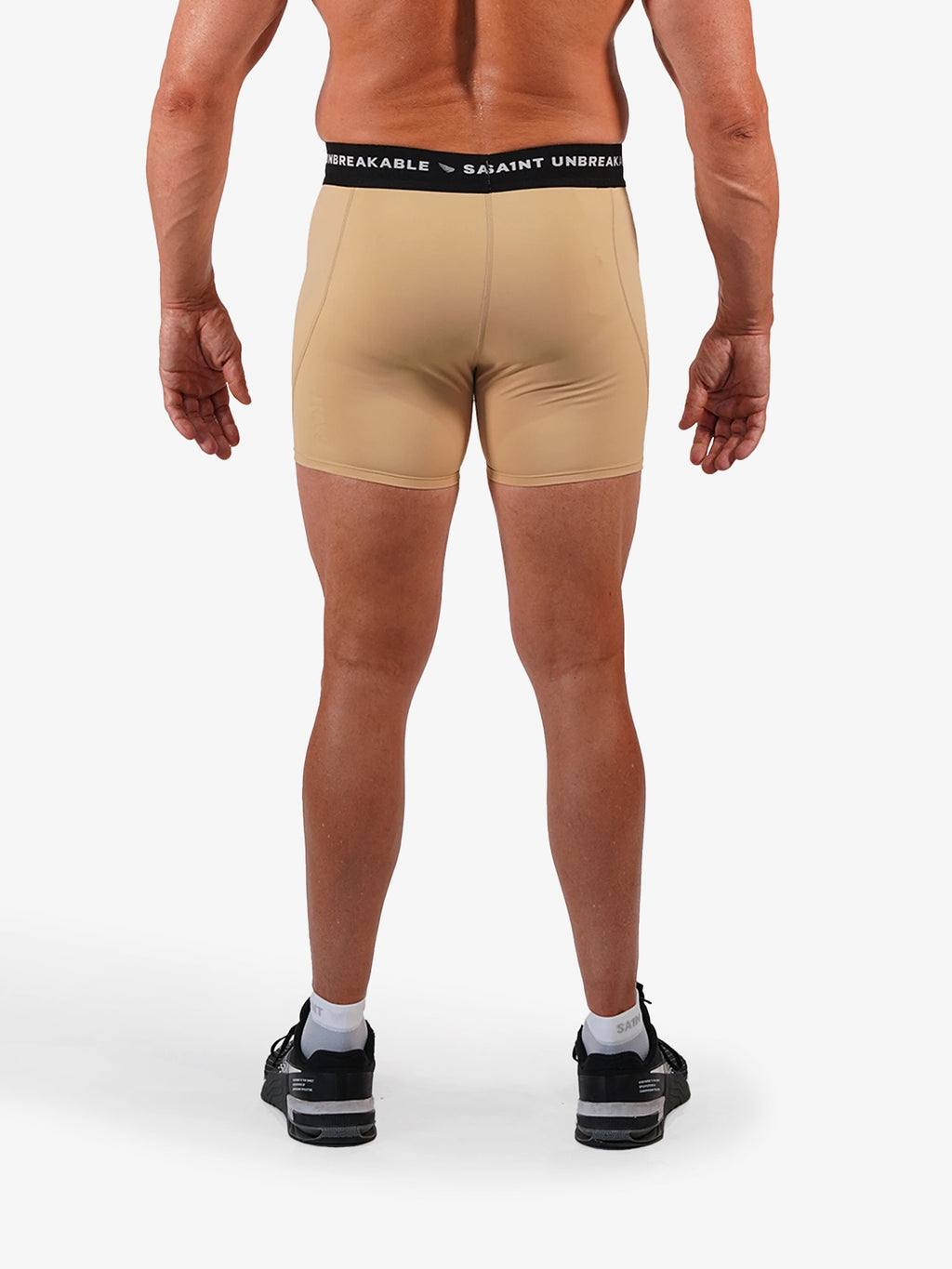 Mens Compression Game-Day 1/2 Shorts - Beige