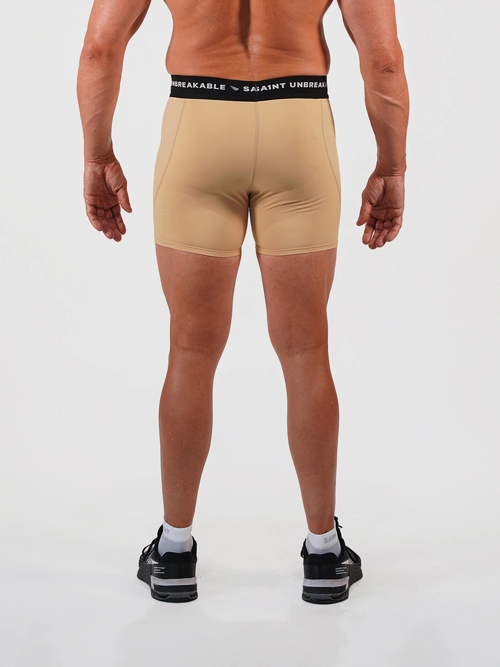 Mens Compression Game-Day 1/2 Shorts - Beige