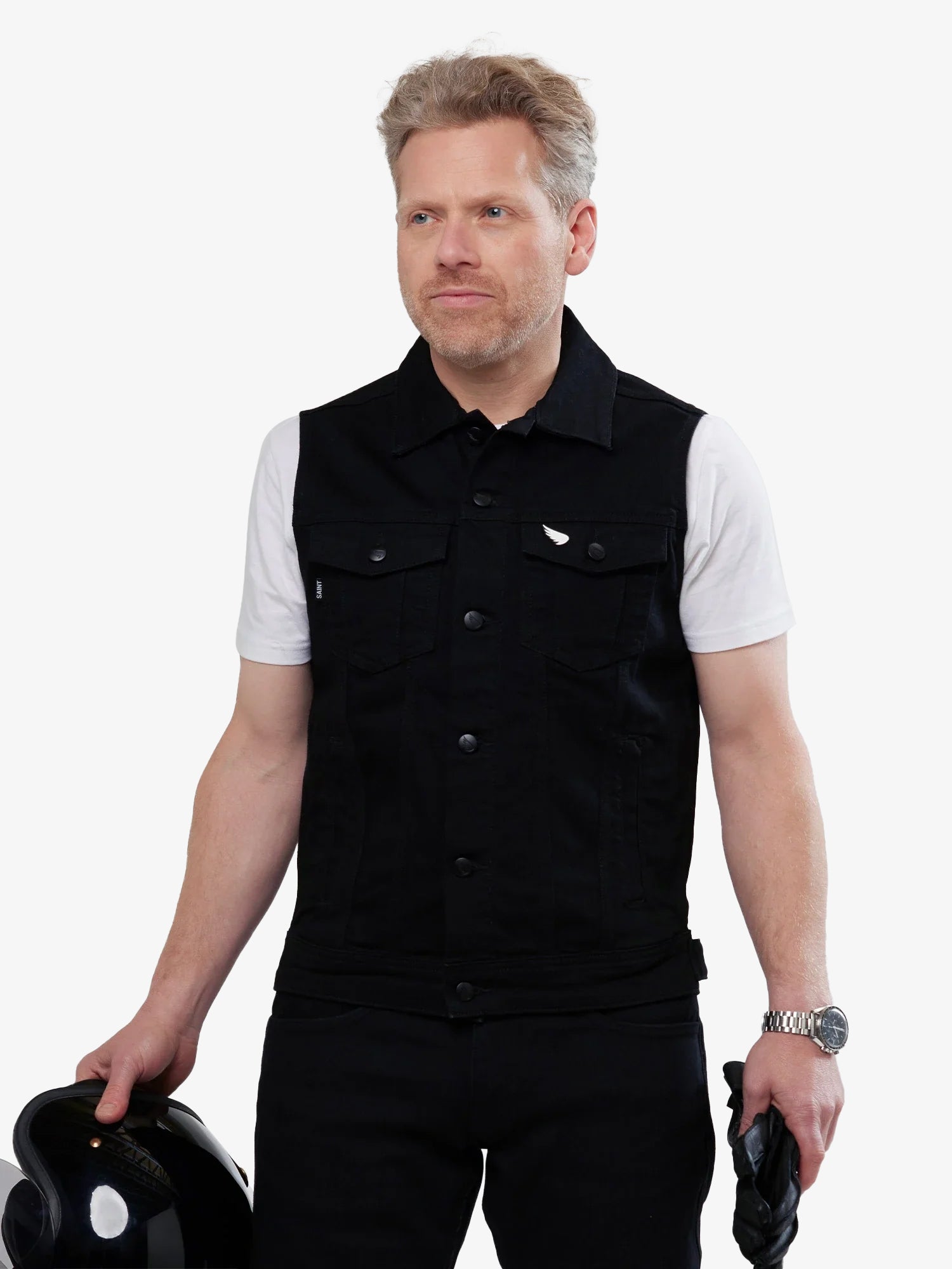 Moto Denim Vest - Black