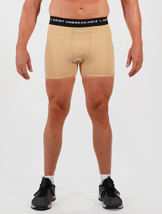Mens Performance Compression Shorts - Beige