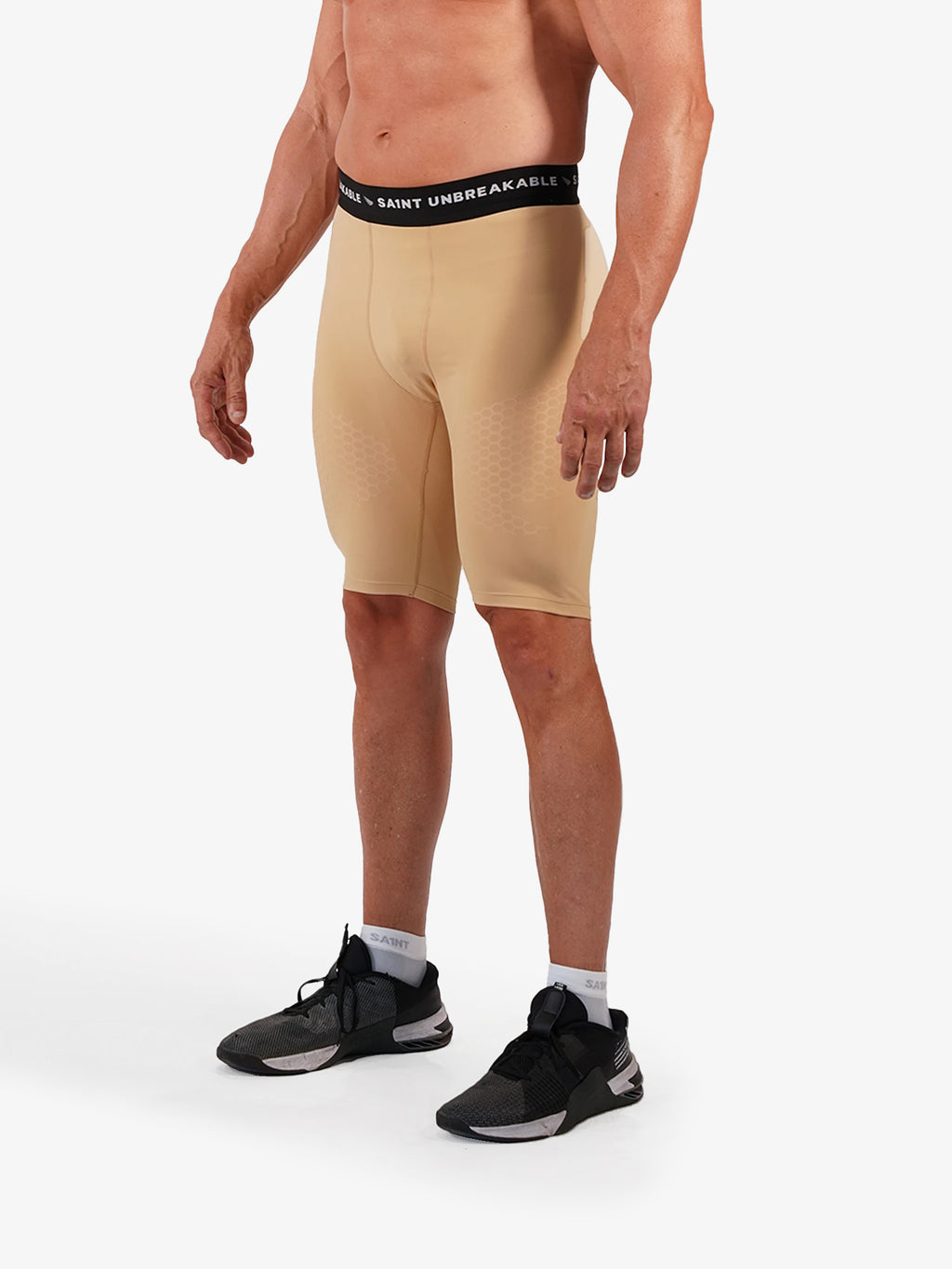 Mens Performance Compression Shorts - Beige