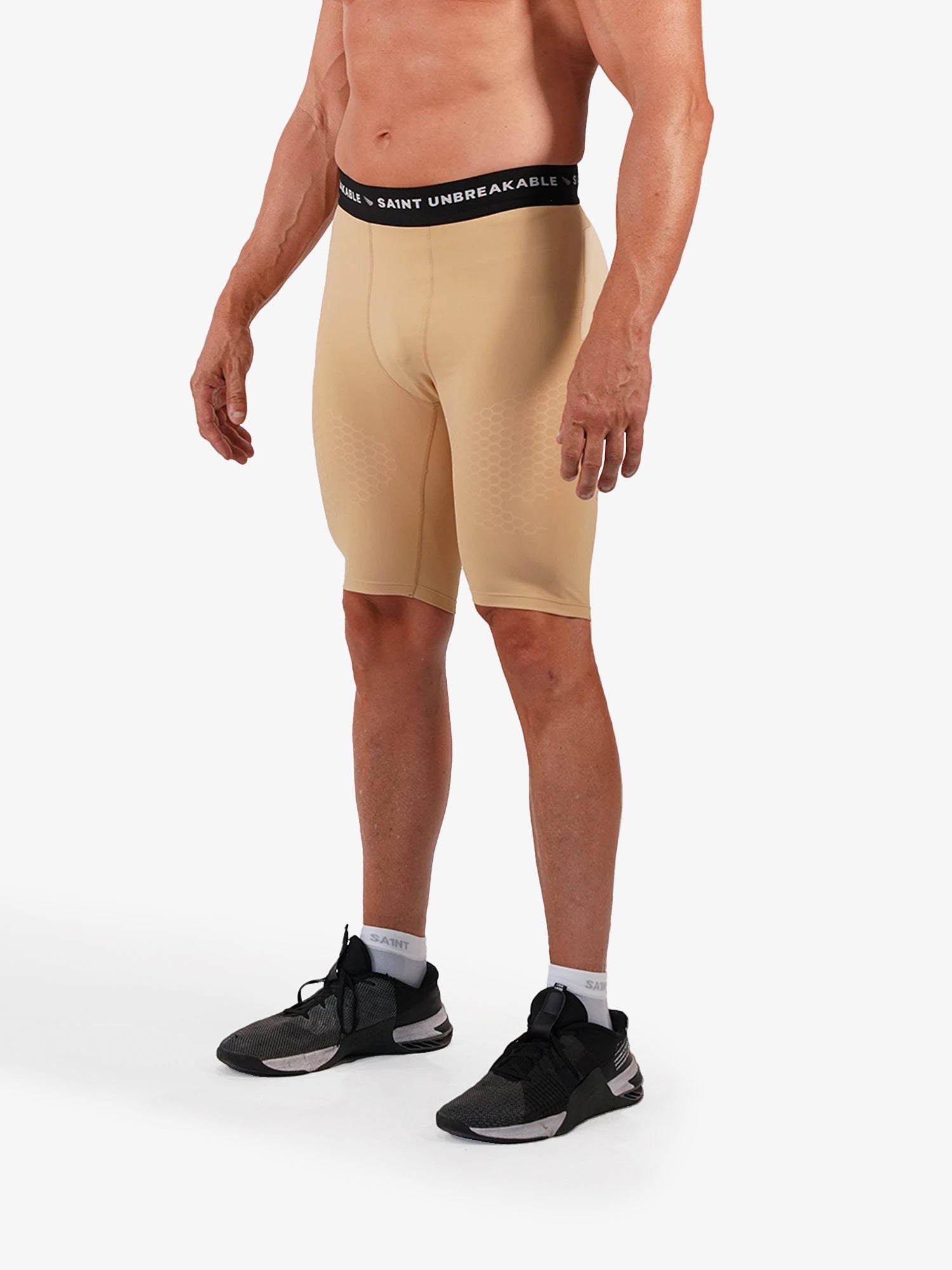 Mens Performance Compression Shorts - Beige
