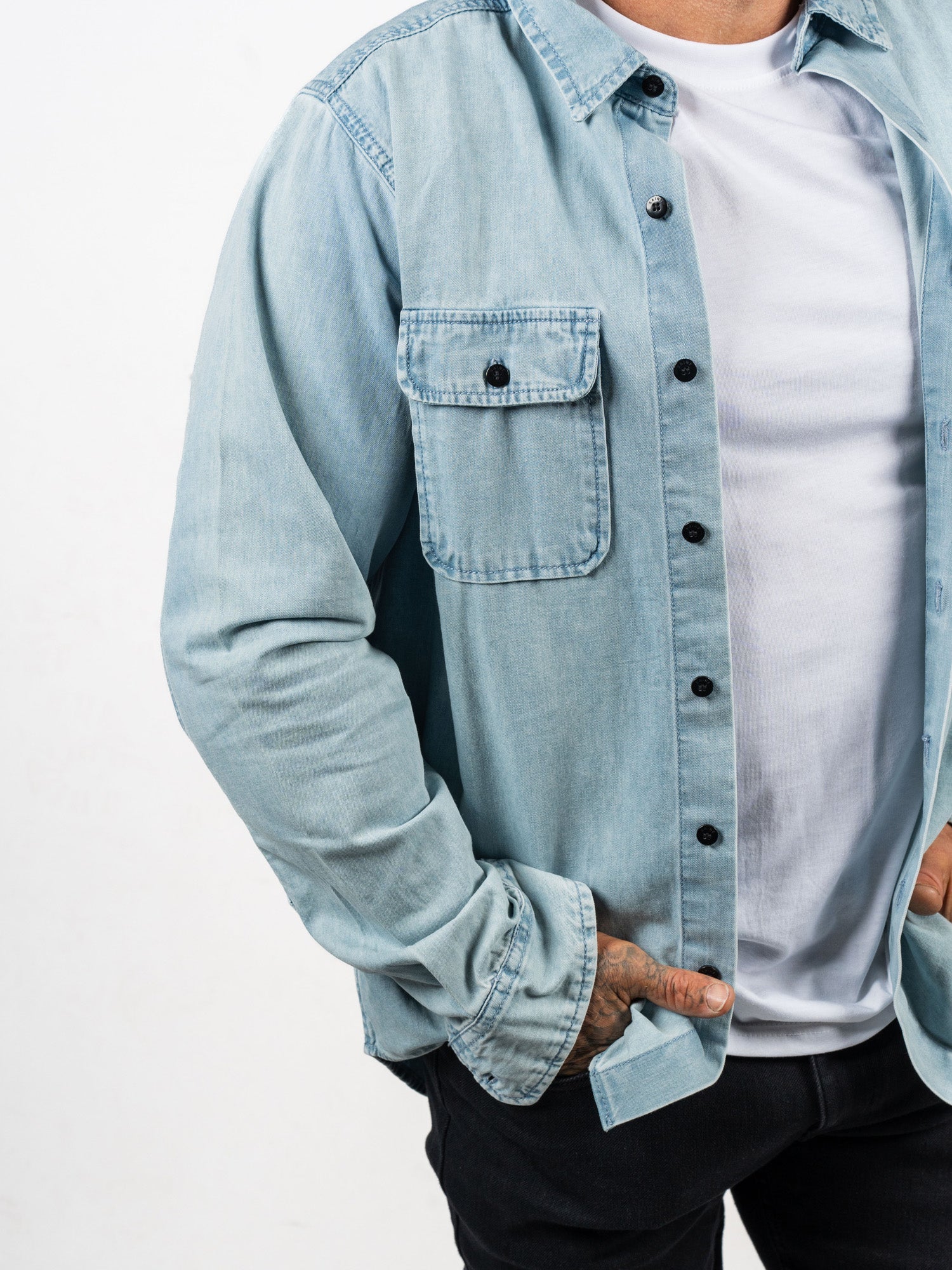 Bleached Denim Shirt - SA1NT