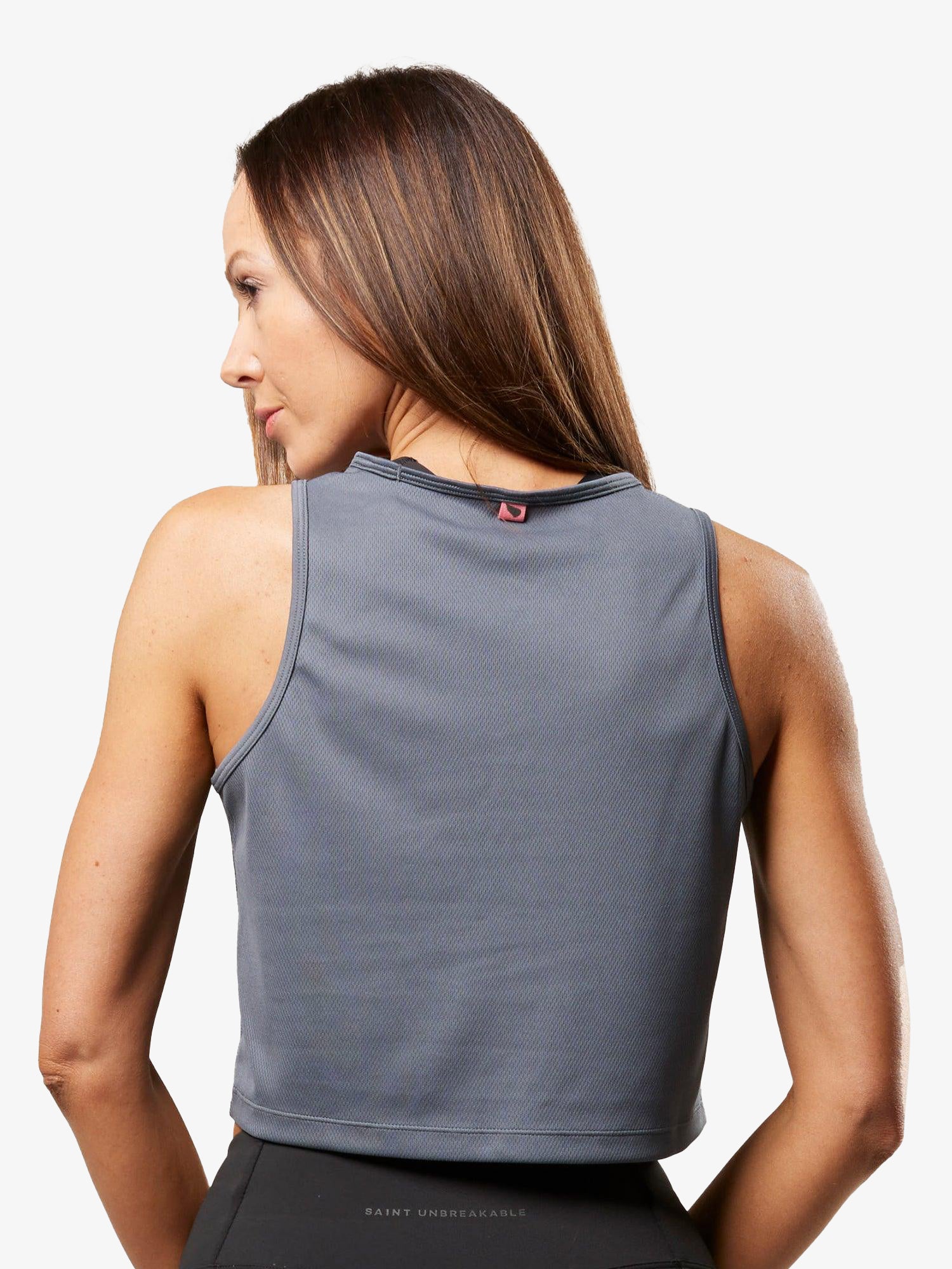 Womens Training Cropped Tank - Grey