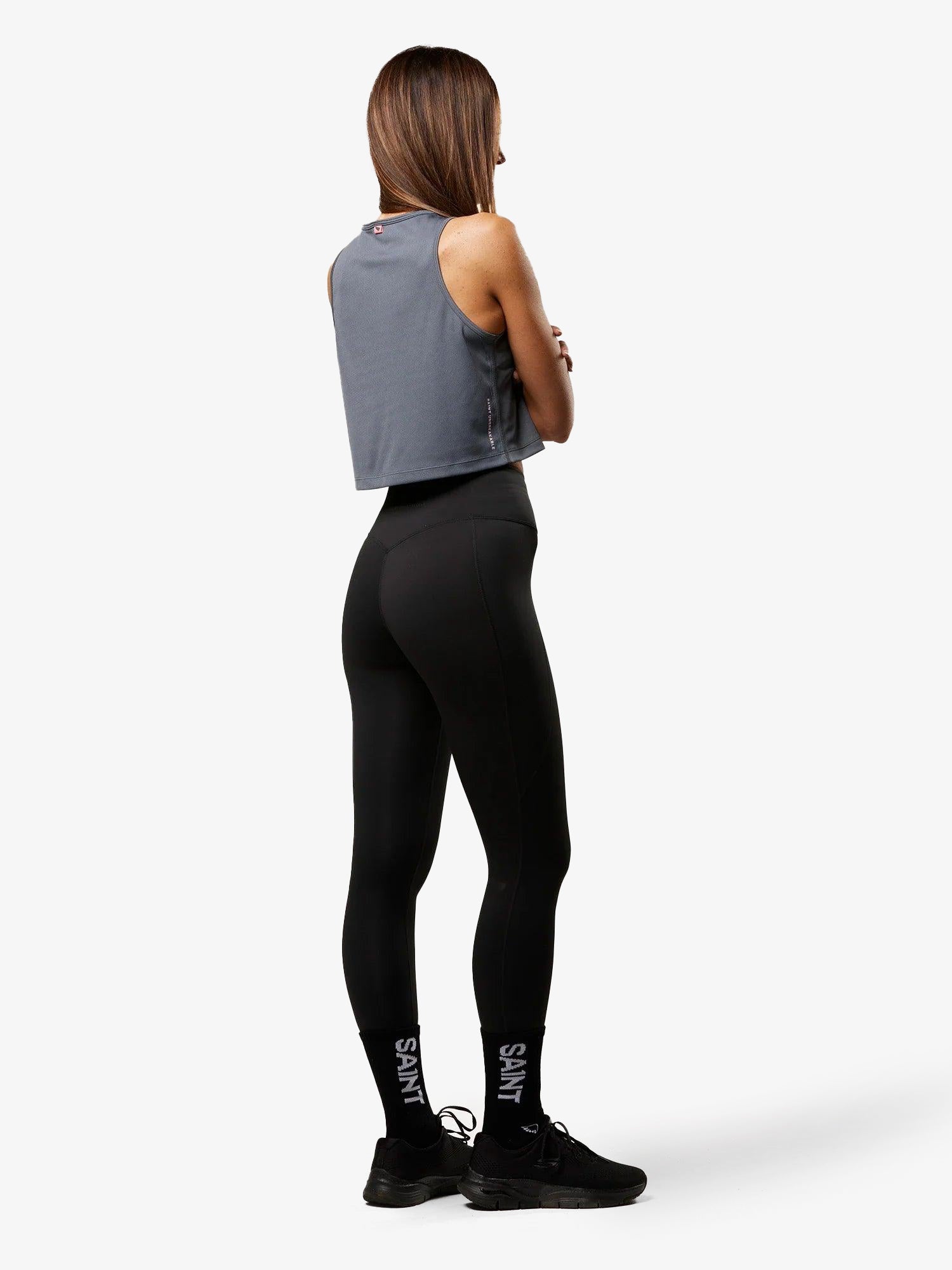 Womens Training Cropped Tank - Grey