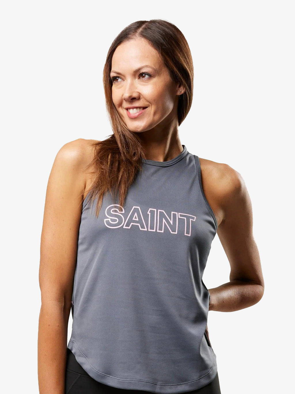 Women's Hi-Neck Training Tank - Charcoal
