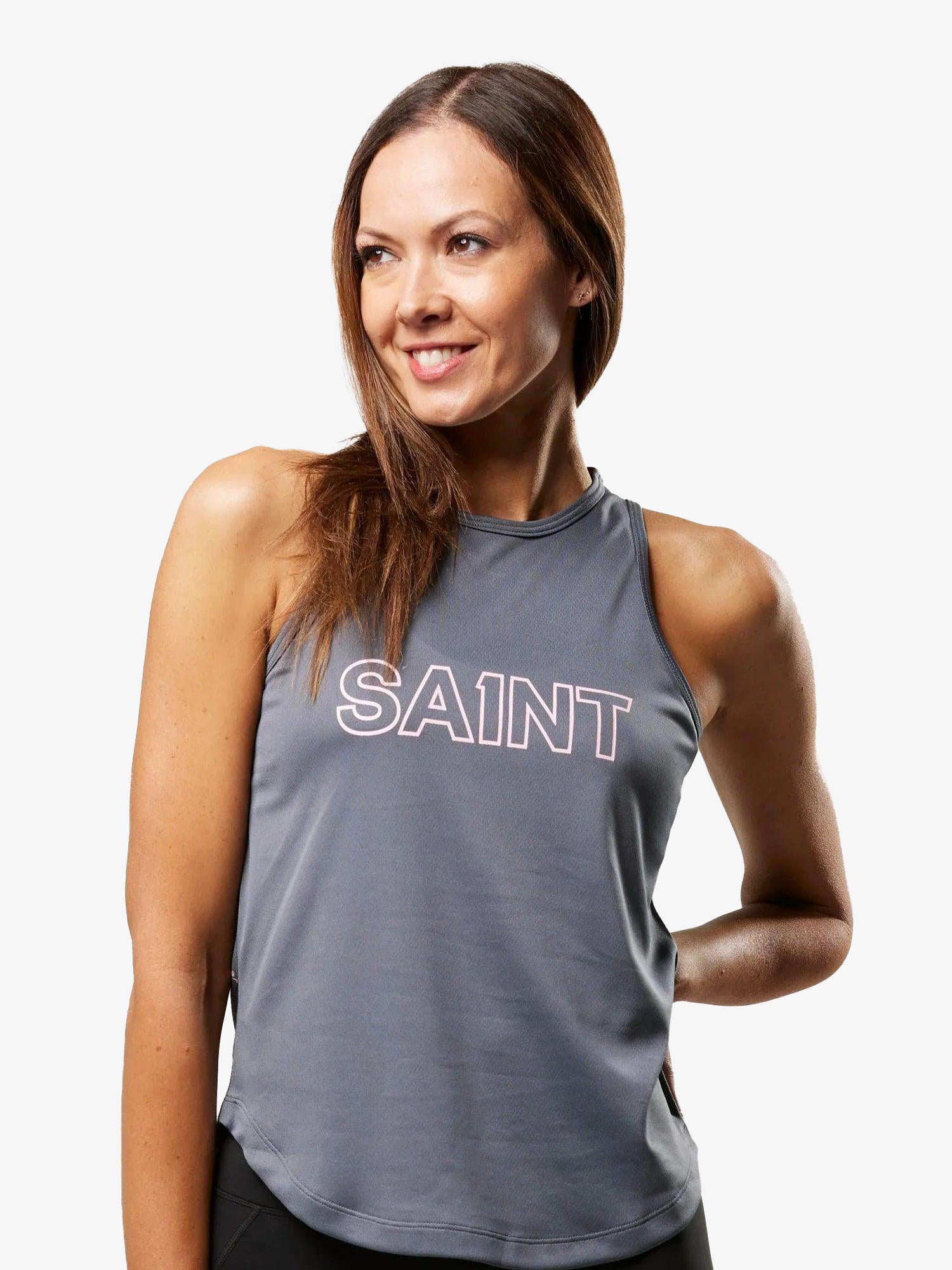 Women's Hi-Neck Training Tank - Charcoal
